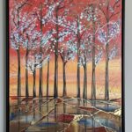 Large red and gold textured abstract painting by Armuth Art”
